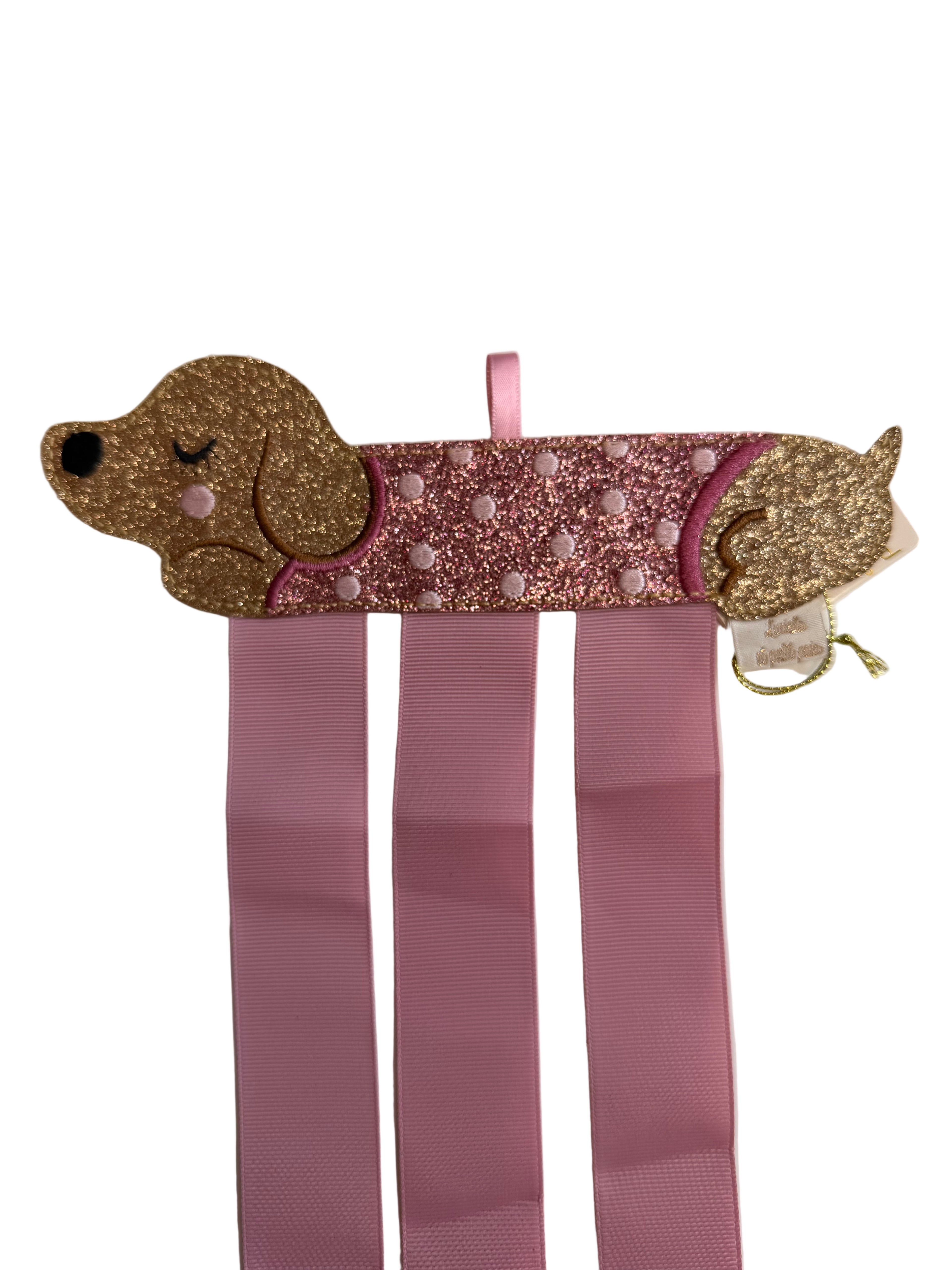 Haarspeldhouder roze Teckel.