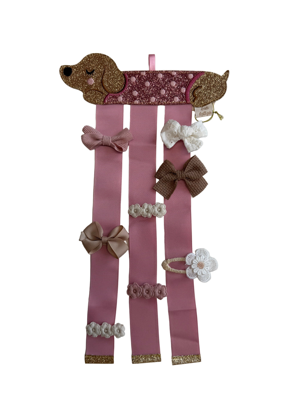 Haarspeldhouder roze Teckel.