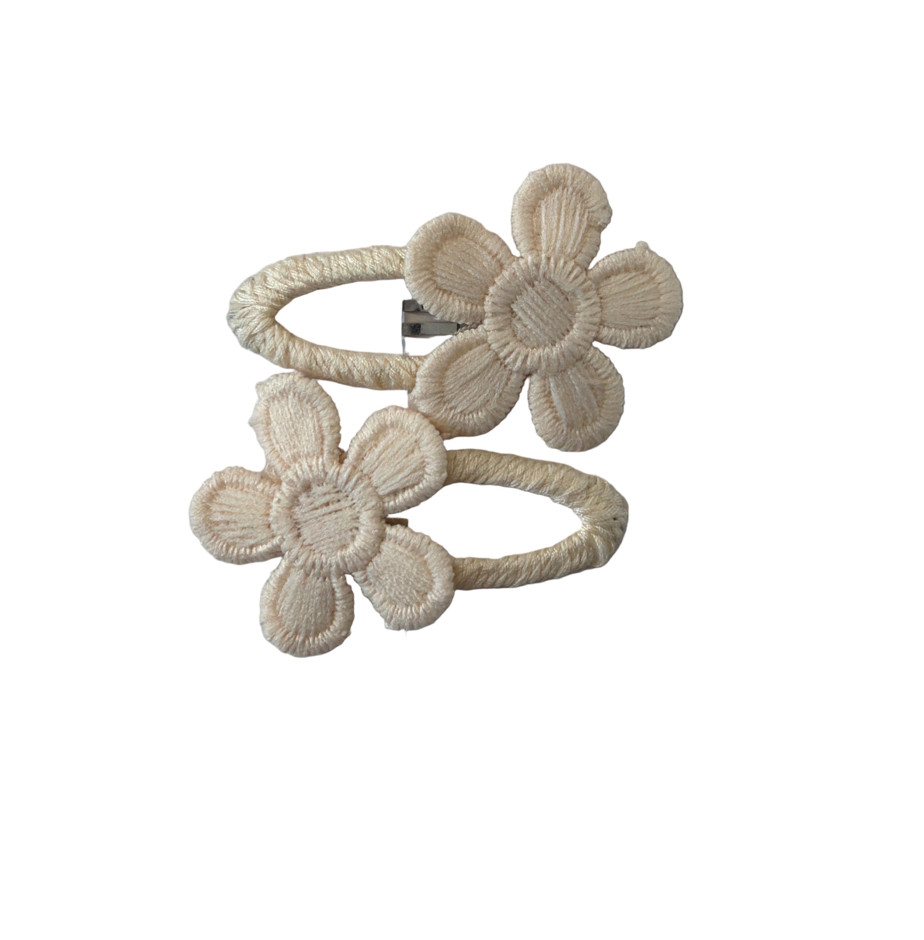 Haarklip bloemetjes beige.