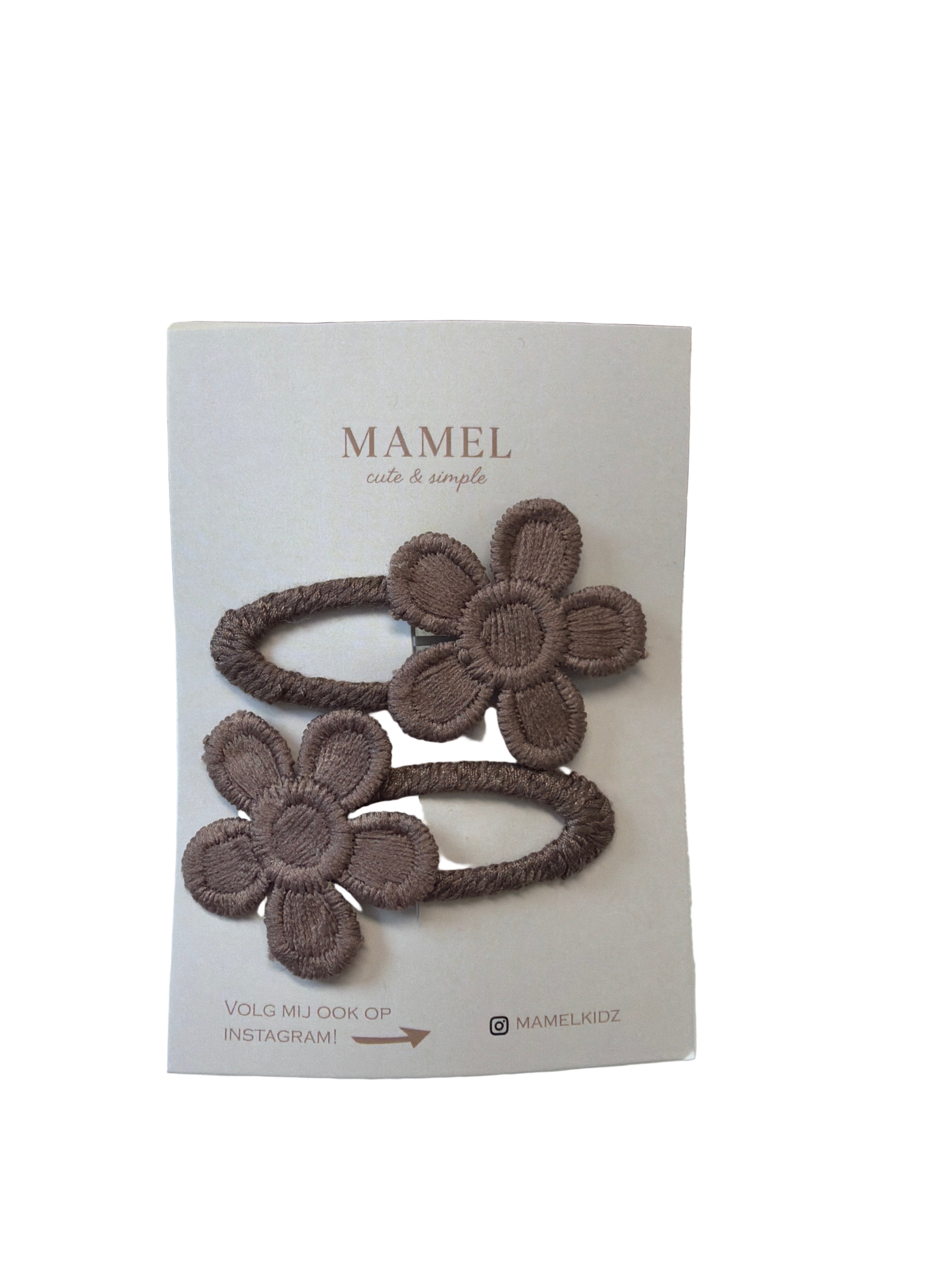 Haarklip bloemetjes taupe.