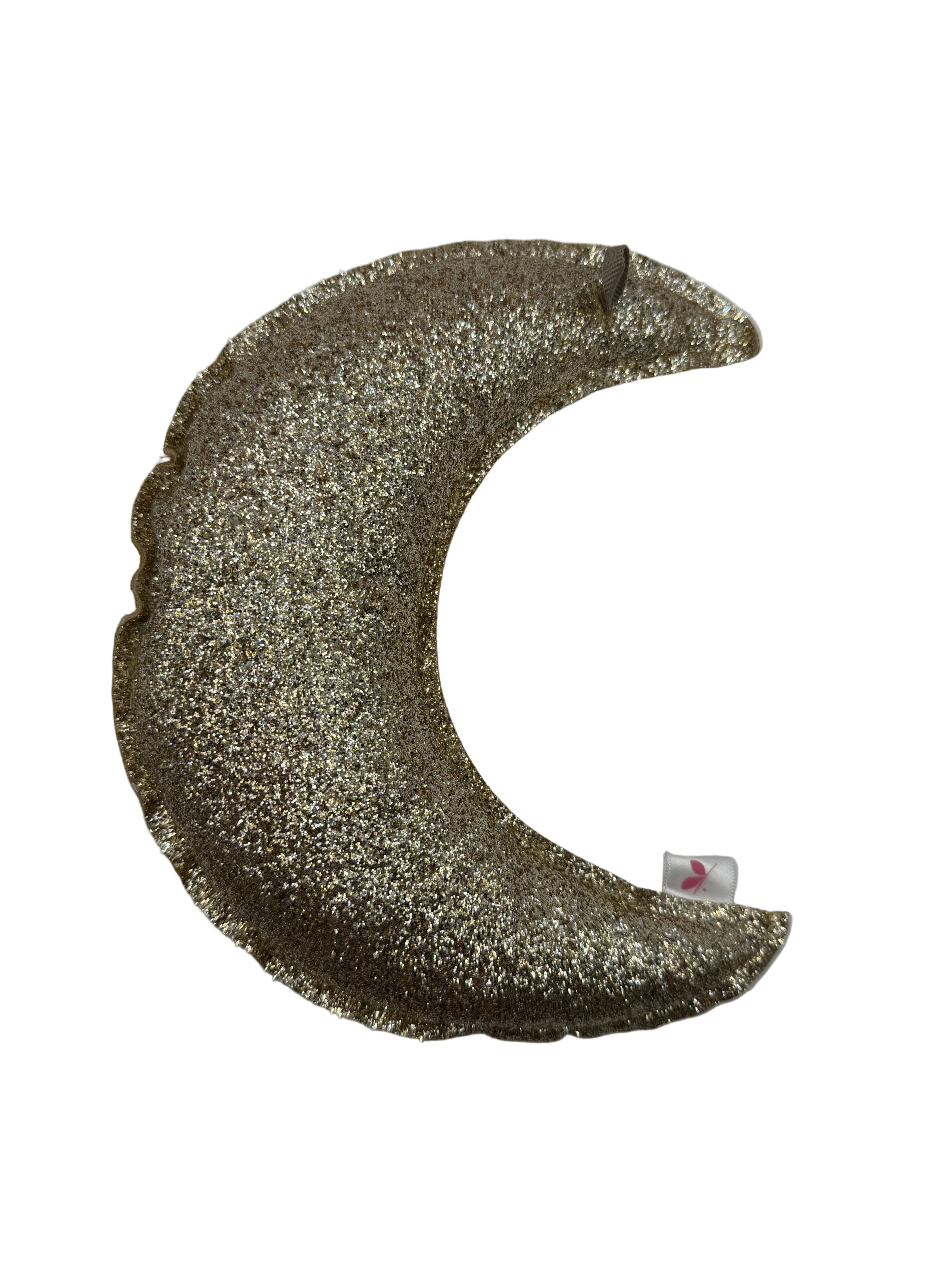 Gouden glitter maan met sterretjes.