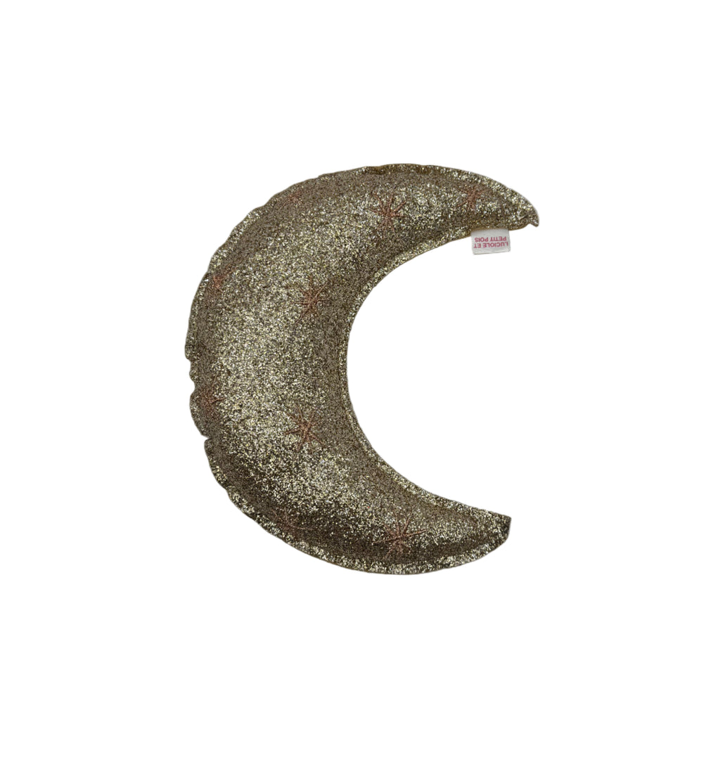 Gouden glitter maan met sterretjes.