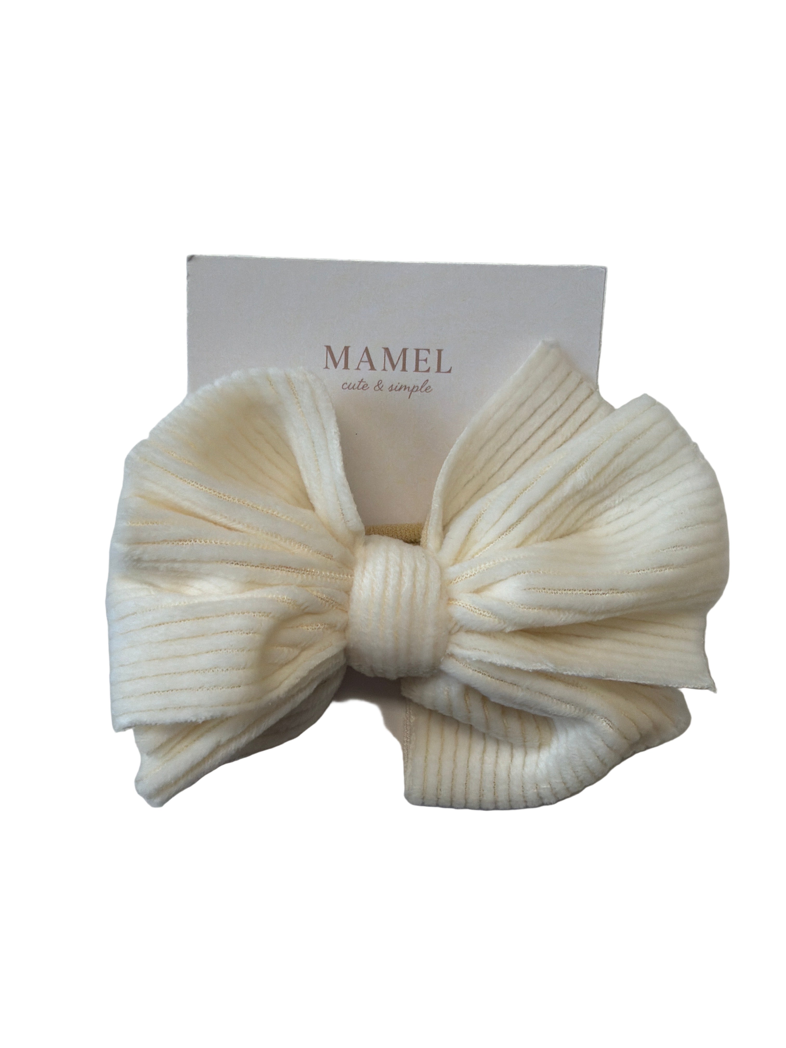 Haarband strik velvet beige.