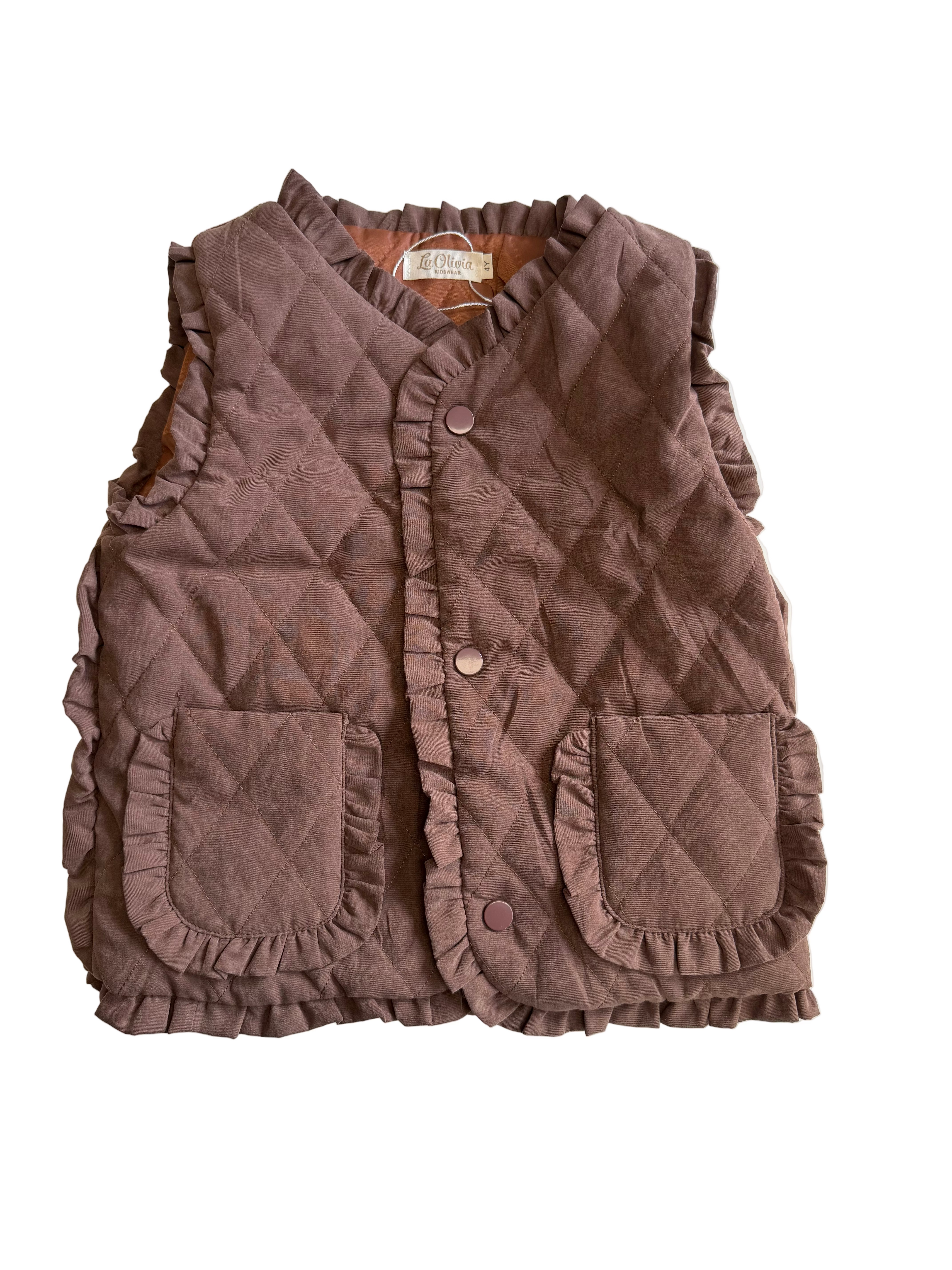 Ruffle gilet bruin.