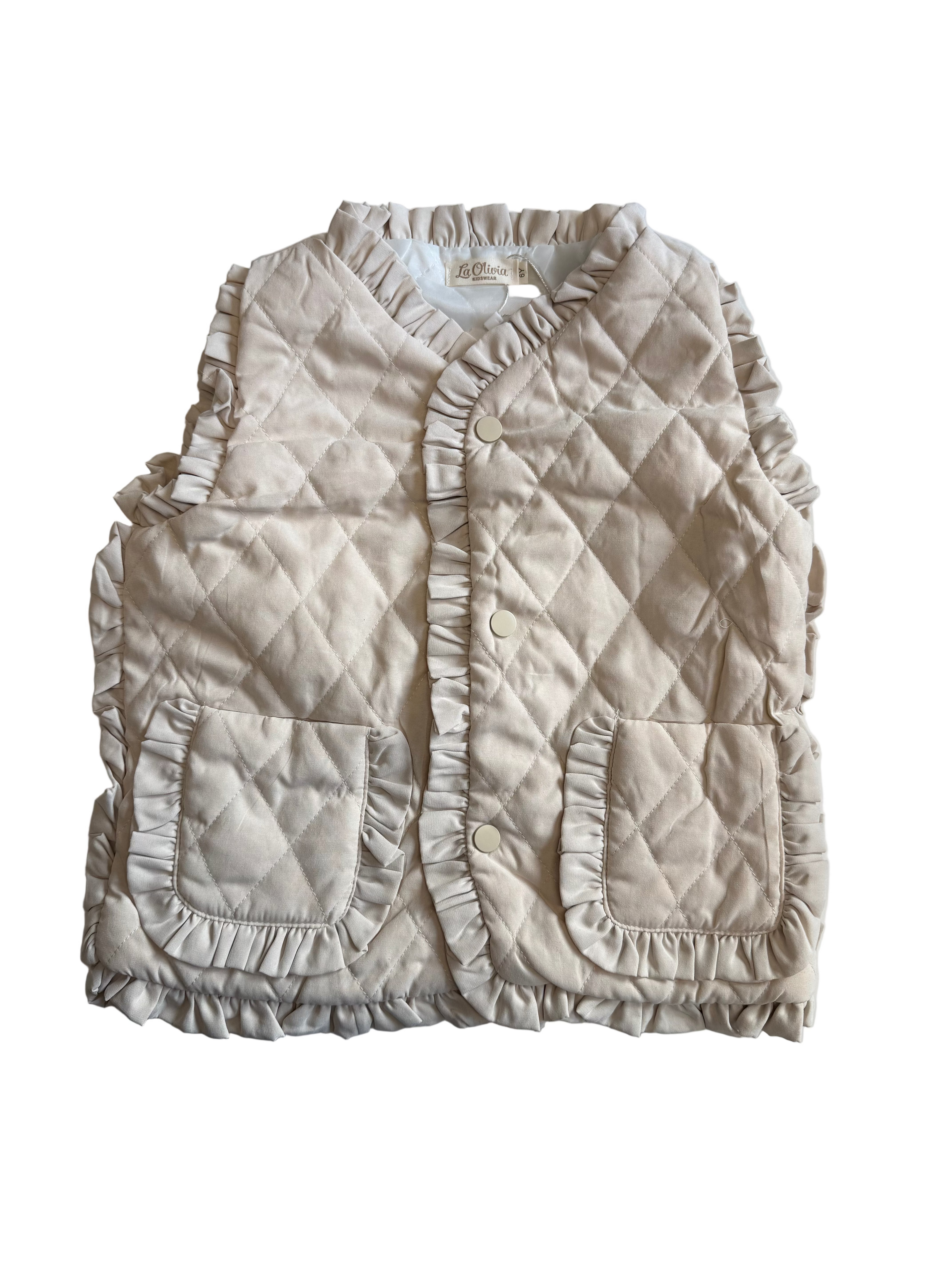Ruffle gilet beige.